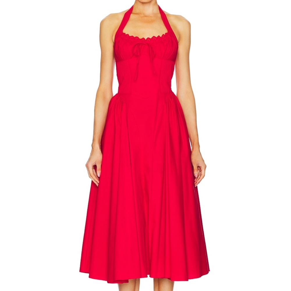 Elegant Red Halter Dress